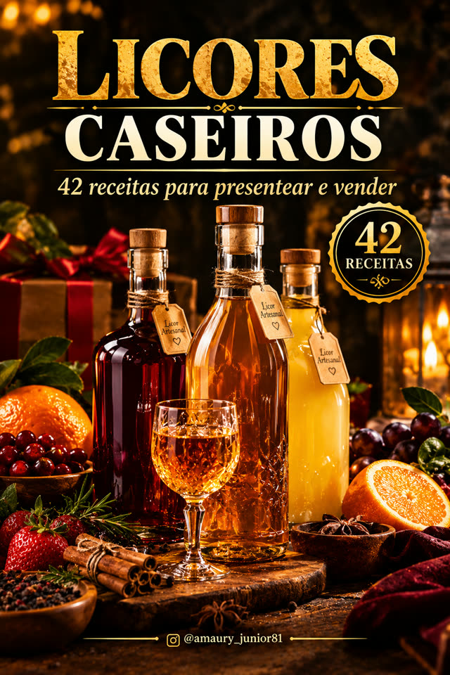 Capa do e-book Licores Caseiros, por Amaury Junior